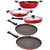 Nirlon Non-Stick 5 Piece Gas Compatible Kitchen Cooking Combo Gift Set, Red & Black
