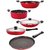 Nirlon Non-Stick Coated Aluminium Kitchenware Utencils Set, 5 Piece, Red & Black