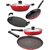 Nirlon 5 Piece Flat Base Non-Stick Coated Cookware Combo Item Gift Set with Steel Lid