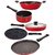 Nirlon Non-Stick 5 Piece Gas Compatible Cookware Combo Set, Red & Black