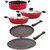 Nirlon Non-Stick 5 Piece Cooking Utensils Set with Red and Black Color, Gas Compatible