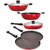 Nirlon Non-Stick 5 Piece Gas Compatible Cookware Utencils Combo Set, Red & Black