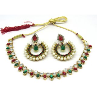 Maroon Green Kundan Polki Necklace set Maroon Green Kundan Polki Necklace set