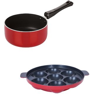 Nirlon Non-Stick Sauce Pan and Appampatram Combo Cooking Item, 2.6mm_SP