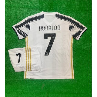 Juventus Home Jersey 2020 21 with Ronaldo Printed at Back for Men Women Unisex