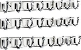 R.S.TRADERS Stainless Steel And Aluminium Alloys Zyra Wall Hook 6 Legs Silver Pack of 3 Door Hanger