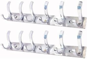 R.S.TRADERS Stainless Steel And Aluminium Alloys Wall Hook 6Legs  Door Hanger Wall Hanger and Kitchen (Pack of 4))