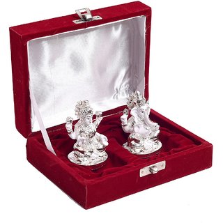                       Laxmi Ganesh Silver Plated Idol                                              