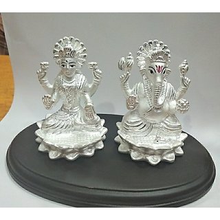 Silver Plated Latest Design Laxmi Ganesh Idol Silver Plated Latest Design Laxmi Ganesh Idol
