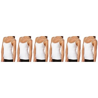 PACK OF 6 - Women's Dailywear Cotton Camisole Slips - White