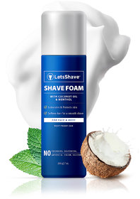 Letsshave Shave Foam - Coconut Oil Enriched - 200 G