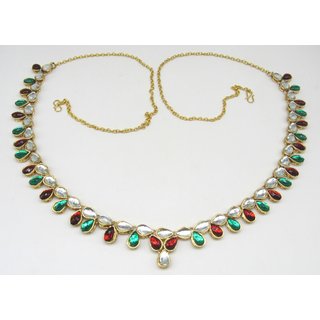 Buy Marron Green Kundan Drop Waist Belt Online Get 37 Off