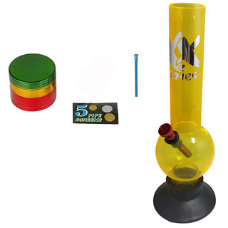 Farman Handicrafts 10 Inch Transparent Yellow Acrylic Water Smoking Bong (Pack of 1)