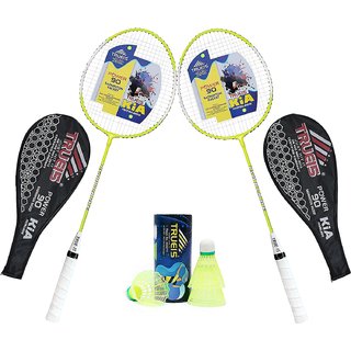 Scorpion 2PC KIA Badminton Racquet Black Cover with 3PC Ultra Shuttlecock