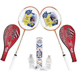 Scorpion Badminton Racquet Shuttlecock Kit-Including 2 PC KIA Racquet Red Cover and 10 PC KIA Feather Shuttlecock