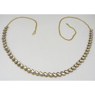 White Kundan oval shape Waist Belt White Kundan oval shape Waist Belt