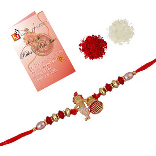                       Lucky Jewellery Rakhi 18K Gold Plated Meenakari Lord little Krishna Rakhee ladu laddu Gopal Rakhe collection Bracelet Re                                              