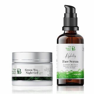                       The Beauty Sailor Green Tea Night Gel Cream - 50 Gm + Face Serum For Dark Circle,Fine Line - 30 ML                                              