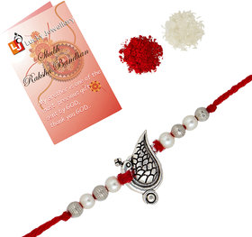 Lucky Jewellery 18K GoldPlated  Rakhi Silver Oxidised Rakhe Boho Collection Rakhee Bracelet for Bro Rakshasutra