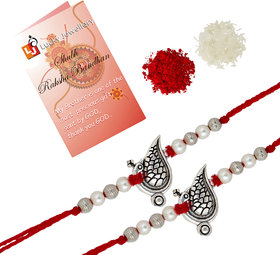 Lucky Jewellery Rakhi  Silver Oxidised Rakhe Boho Collection Rakhee Bracelet for Bro/Brother Rakshasutra