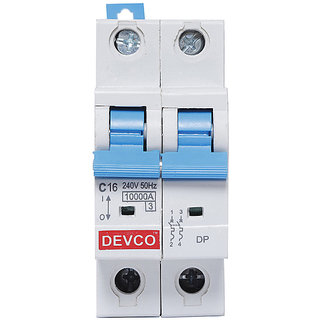 DEVCO 2-Pole 16-Amp (C-Curve 10kA) MCB20160C MCB