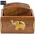 Handcrafted Wooden Elephant Engraved Square Coasters Set with Coaster Holder (Rosewood)