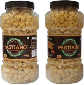 Pastiano Big Fusilli and Shells Pasta Jars-500 gms each (Pack of 2)