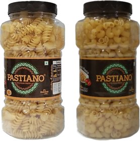 Pastiano Big Fusilli anad Macaroni  Pasta Jars- 500 gms each (Pack of 2)