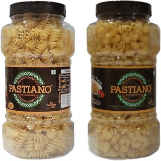 Pastiano Big Fusilli anad Macaroni  Pasta Jars- 500 gms each (Pack of 2)