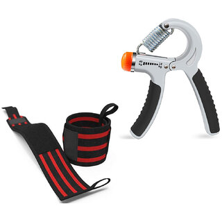                       Wrist Support Band with Thumb Loop for Gym With Adjustable Hand Grip Strengthener Hand Gripper Combo                                              