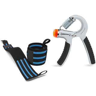                       Wrist Support Band with Thumb Loop for Gym With Adjustable Hand Grip Strengthener Hand Gripper Combo                                              