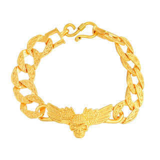                       MissMister Brass Micron Real Goldplated Skeleton Head Fashion Bracelet macho jewellery(MM3961BLSA)                                              