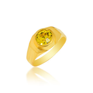                       MissMister Brass Micron Real Goldplated Faux Yellow Sapphire fingerring Pukhraj jewellery(MM5740ORMI)                                              