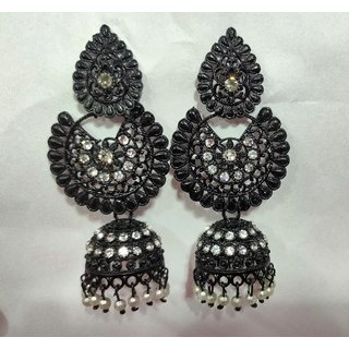                       Risess Fashion Jewellery Oxidized Silver Stylish Fancy Party Wear Traditional Earring For Women Girls                                              