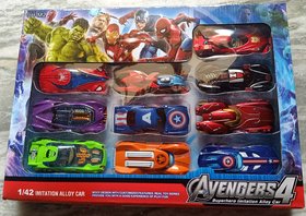 Avengers Metal 10 Pcs Racing Car Set of Toy for Kids - Pack of 1 Multicolor