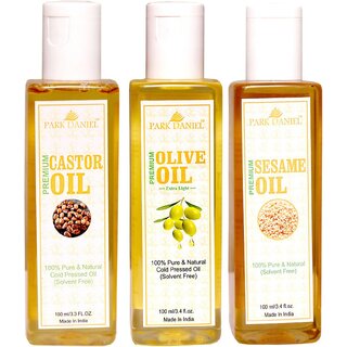                      Park Daniel Sesame oil, Olive oil, Castor oil- 3 bottles(300 ml)                                              