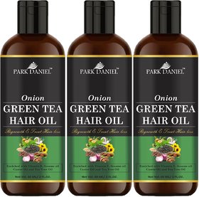 Park Daniel Premium  Onion Green Tea Hair Oil Enriched With Vitamin E - For Hair Fall Control Combo Pack 3 Bottle of 60 ml(180 ml)