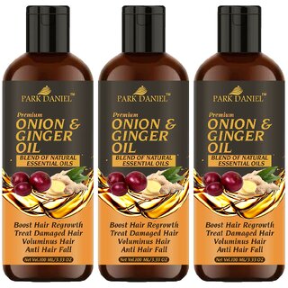 Park Daniel Premium Onion & Ginger oil of pack of 3 of 100 ml Park Daniel Premium Onion & Ginger oil of pack of 3 of 100 ml