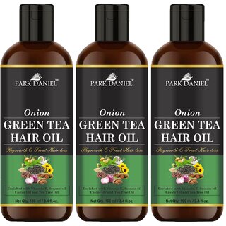                       Park Daniel Premium  Onion Green Tea Hair Oil Enriched With Vitamin E -For Hair Fall Control Combo Pack 3 Bottle of 100 ml(300 ml)                                              