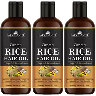                       Park Daniel Premium  Brown Rice Hair Oil Enriched With Vitamin E - For Strength and Hair GrowthCombo Pack 3 Bottle of 200 ml(600 ml)                                              
