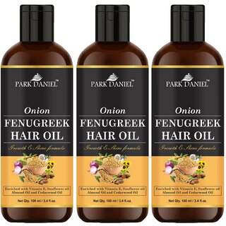                       Park Daniel Premium  Onion Fenugreek Hair Oil Enriched With Vitamin E - For Hair Growth & Shine Combo Pack 3 Bottle of 100 ml(300 ml)                                              