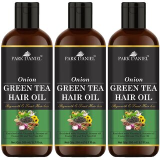                       Park Daniel Premium  Onion Green Tea Hair Oil Enriched With Vitamin E - For Hair Fall Control  Combo Pack 3 Bottle of 200 ml(600 ml)                                              