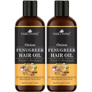                       Park Daniel Premium  Onion Fenugreek Hair Oil Enriched With Vitamin E-For Hair Growth and Shine Combo Pack 2 Bottle of 60 ml (120 ml)                                              