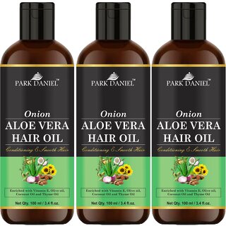 Park Daniel Premium Onion Aloe Vera Hair Oil Enriched With Vitamin E- For Conditioning and Smooth Hair Combo Pack 3 Bottle of 100 ml(300 ml) Park Daniel Premium Onion Aloe Vera Hair Oil Enriched With Vitamin E- For Conditioning and Smooth Hair Combo Pack 3 Bottle of 100 ml(300 ml)