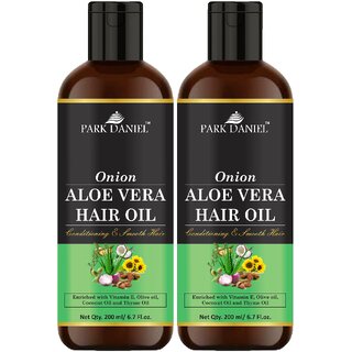 Park Daniel Premium Onion Aloe Vera Hair Oil Enriched With Vitamin E-For Conditioning and Smooth Hair Combo Pack 2 Bottle of 200 ml(400 ml) Park Daniel Premium Onion Aloe Vera Hair Oil Enriched With Vitamin E-For Conditioning and Smooth Hair Combo Pack 2 Bottle of 200 ml(400 ml)