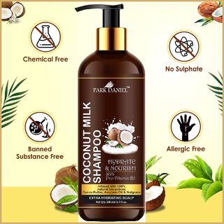                       Park Daniel 100% Natural Coconut Shampoo-For Hair Nourishment and Hair Growth Combo Pack 2 Bottle of 200 ml(400 ml)                                              