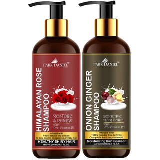                       Park Daniel Premium Pure and Natural Himalaya Rose Shampoo & Onion Ginger Shampoo Combo Pack Of 2 bottle of 200 ml(400 ml)                                              