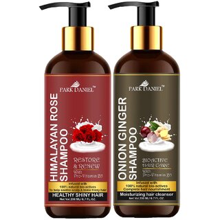 Park Daniel Premium Pure and Natural Himalaya Rose Shampoo & Onion Ginger Shampoo Combo Pack Of 2 bottle of 200 ml(400 ml) Park Daniel Premium Pure and Natural Himalaya Rose Shampoo & Onion Ginger Shampoo Combo Pack Of 2 bottle of 200 ml(400 ml)