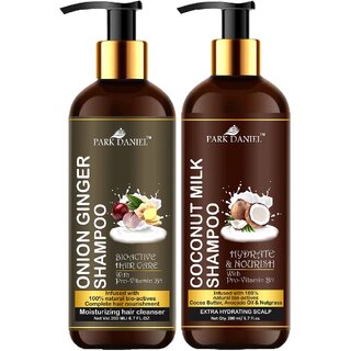 Park Daniel Premium Pure and Natural Onion Ginger & Coconut Milk Shampoo Combo Pack Of 2 bottle of 200 ml(400 ml) Park Daniel Premium Pure and Natural Onion Ginger & Coconut Milk Shampoo Combo Pack Of 2 bottle of 200 ml(400 ml)