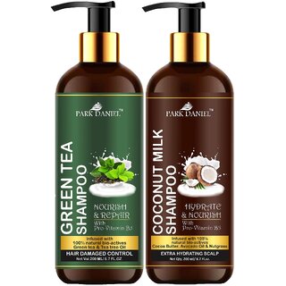 Park Daniel Premium Pure and Natural Green Tea Shampoo & Coconut Milk Shampoo Combo Pack Of 2 bottle of 200 ml(400 ml) Park Daniel Premium Pure and Natural Green Tea Shampoo & Coconut Milk Shampoo Combo Pack Of 2 bottle of 200 ml(400 ml)